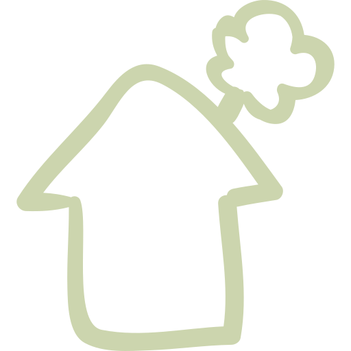 Icono de una casa con humo saliendo de la chimenea.